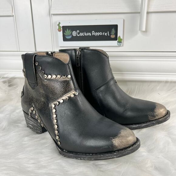 New Women’s Circle G By Corral Black Star Inlay & Studs Ankle Boots Size 8.5 - Picture 1 of 9